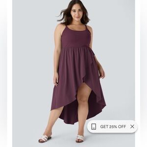 HALARA Sleeveless High-Low Ruffle Dress in Plum